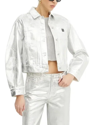 ARMANI EXCHANGE METALLIC-FINISH DENIM JACKET