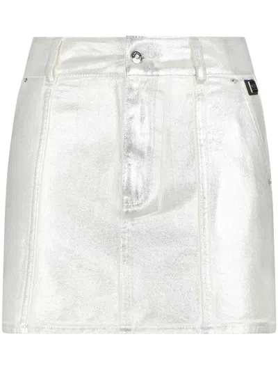 Armani Exchange Metallic-finish Mini Skirt In Grey