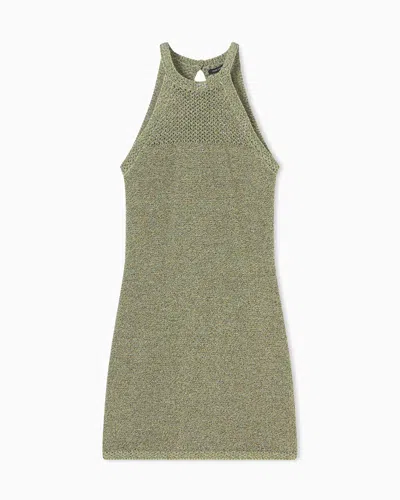 Armani Exchange Metallic Short Dress In Green