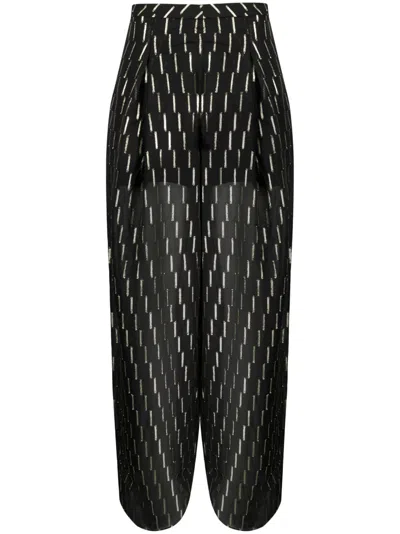 Armani Exchange Metallic-threading Straight-leg Trousers In Schwarz