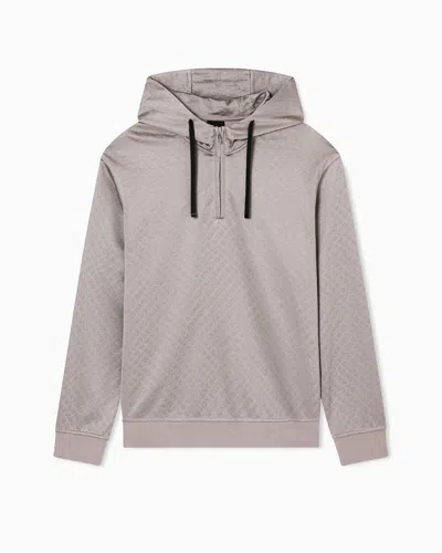 Armani Exchange Micro Texture Hoodie In Neutral