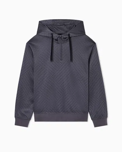 Armani Exchange Micro Texture Hoodie In Blue