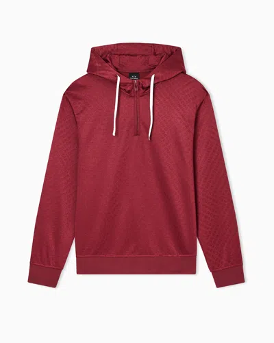 Armani Exchange Micro Texture Hoodie In Red