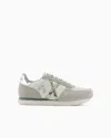Armani Exchange Microfiber Sneakers With Logo In Grey