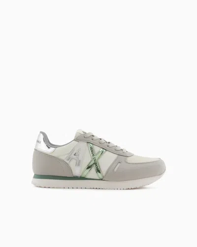 Armani Exchange Microfiber Sneakers With Logo In Grey