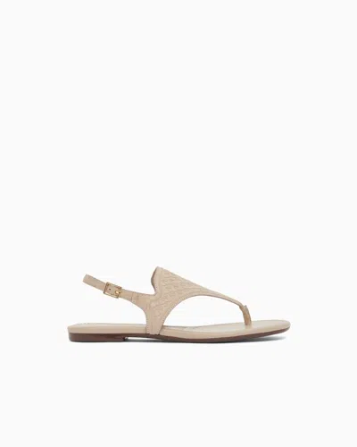 Armani Exchange Microsuede Sandals With Embossed Logo In Nude