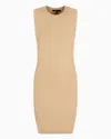 Armani Exchange Midi Dress In Fabric With Allover Logo In Camel