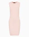 Armani Exchange Midi Dress In Fabric With Allover Logo In Pink