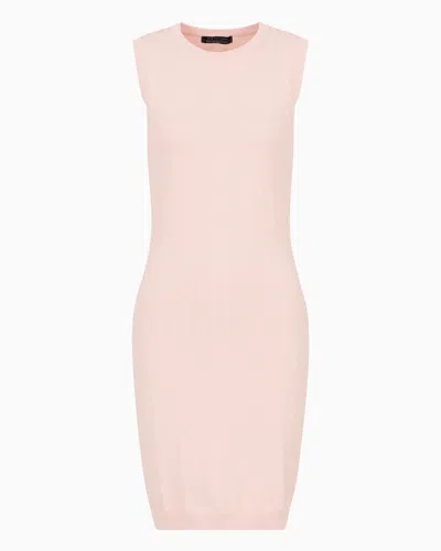 Armani Exchange Midi Dress In Fabric With Allover Logo In Pink