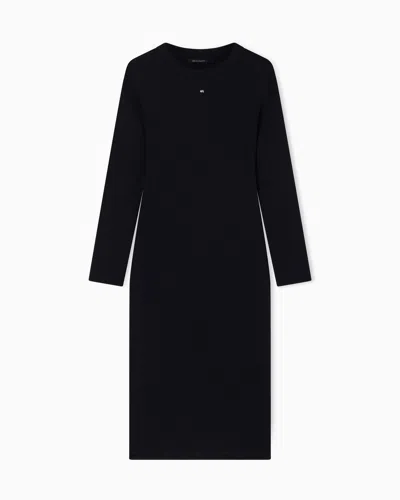 Armani Exchange Midi Dress In Technical Fabric In Black