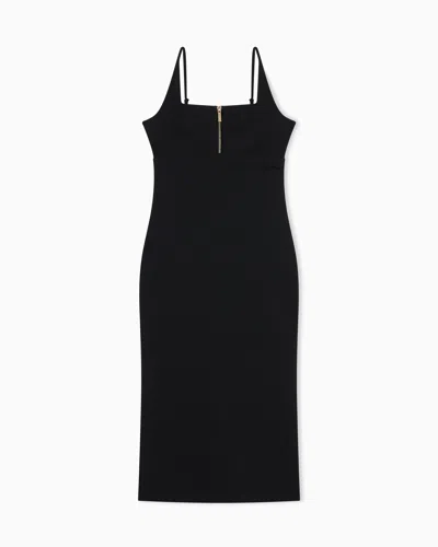 Armani Exchange Midi Dress In Technical Fabric In Black