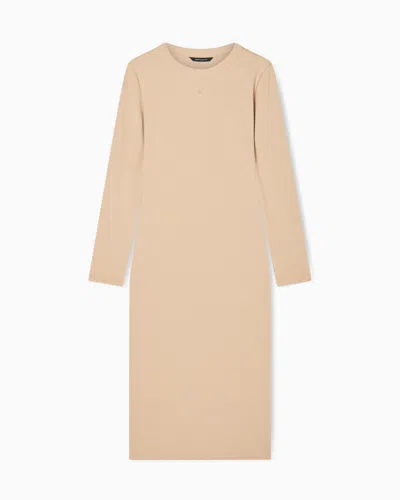 Armani Exchange Midi Dress In Technical Fabric In Neutral