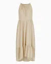 Armani Exchange Fluid Midi Dress With Halterneck In Beige