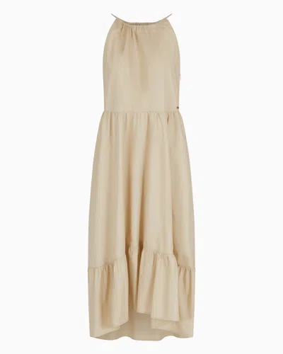 ARMANI EXCHANGE ASV COTTON RUFFLE MIDI DRESS