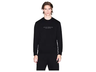 Armani Exchange Milano/new York Logo Pullover Sweatshirt In Black