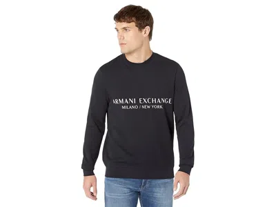 Armani Exchange Milano/new York Logo Sweatshirt In Black