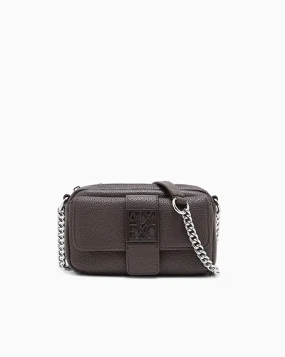 Armani Exchange Mini Crossbody In Technical Fabric In Brown