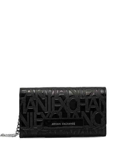 Armani Exchange 미니 엠보스드 클러치 In Black