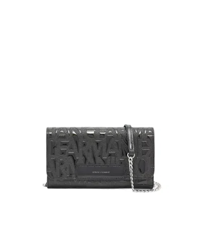 Armani Exchange Mini Embossed Clutch Bag In Black