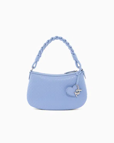 Armani Exchange Mini Shoulder Bag In Smooth Fabric In Blue