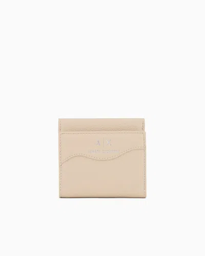 Armani Exchange Mini Wallet With Shaped Stitching In Neutral