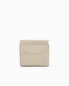 Armani Exchange Mini Wallet With Shaped Stitching In Beige