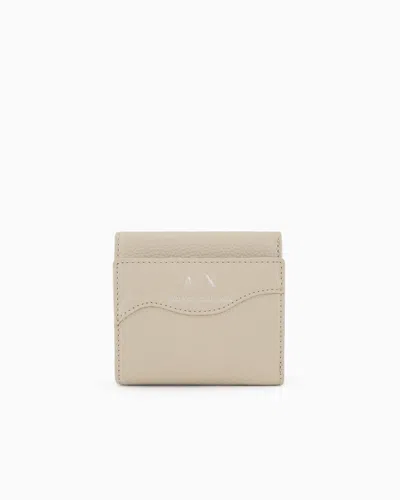 Armani Exchange Mini Wallet With Shaped Stitching In Beige