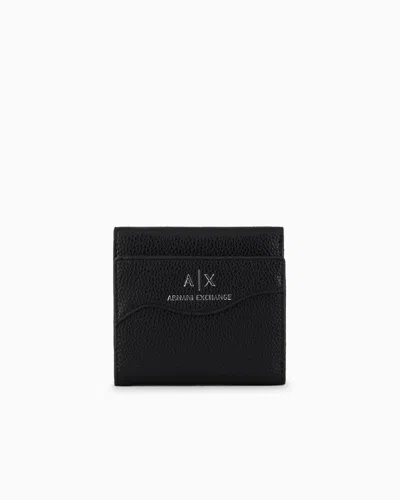 Armani Exchange Mini Wallet With Shaped Stitching In Black