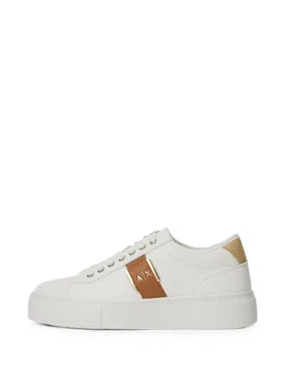 Armani Exchange Minimal Chic Logo-plaque Sneakers In White