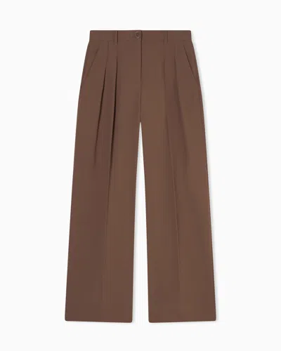 Armani Exchange Mixed Fabric Trousers In Brown