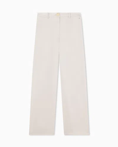 Armani Exchange Mixed Fabric Trousers In White
