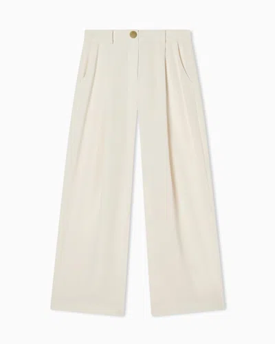 Armani Exchange Mixed Fabric Trousers In White