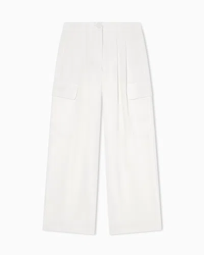 Armani Exchange Mixed Fabric Trousers In White
