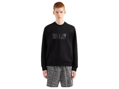 Armani Exchange Monochromatic Rectangle A|x Logo Sweatshirt In Black