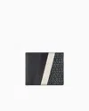 Armani Exchange Monogram And Stripe Bifold Card Holder In Black
