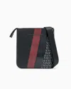 Armani Exchange Monogram And Stripe Flat Shoulder Bag In Black