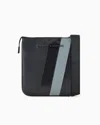 Armani Exchange Monogram And Stripe Flat Shoulder Bag In Black