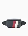 Armani Exchange Monogram And Stripes Bum Bag In Grey