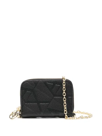 Armani Exchange Monogram Chain Wallet In Black