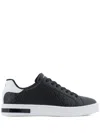 Armani Exchange Monogram-debossed Sneakers In Black