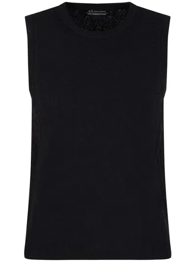 Armani Exchange Monogram-jacquard Vest In Black