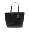Armani Exchange Embossed-logo Pattern Tote Bag In Black