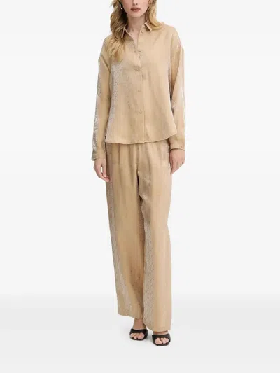 Armani Exchange Monogram-pattern Collared Shirt In Neutral