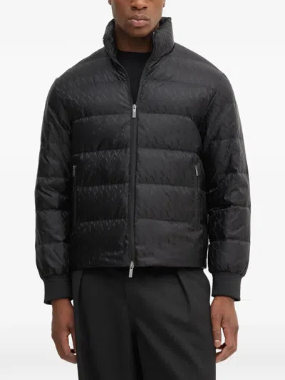 Armani Exchange Monogram Pattern Jacket In Black