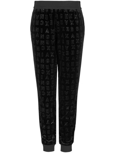 Armani Exchange Monogram-pattern Joggers In Black