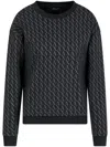 Armani Exchange Asv French Terry Sweatshirt With Embossed Logo In Black