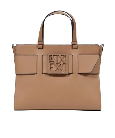 Armani Exchange Monogram Tote Bag In Brown