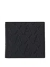 Armani Exchange Monogram-embossed Bi-fold Wallet In Black