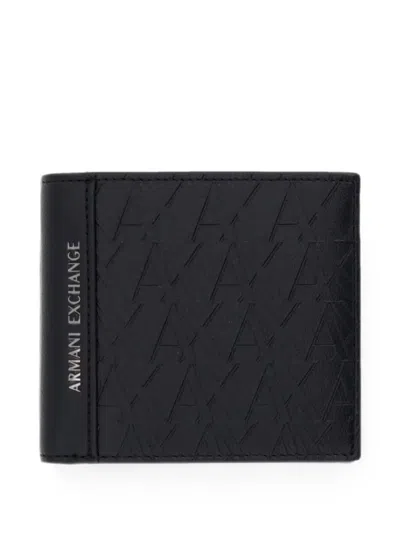 Armani Exchange Monogram-embossed Wallet In Black