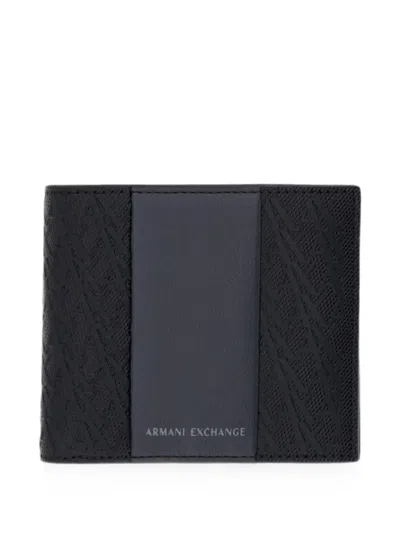 Armani Exchange Monogram-pattern Bifold Wallet In Black